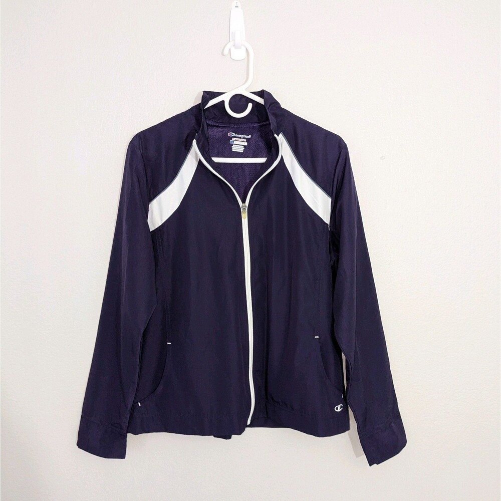 Women's Jacket Purple Size Large Full Zip High Neck Long Sleeve by Champion